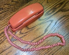 Vintage 80s AT&T Trimline Phone Mauve Red Burnt Orange Corded Landline Telephone picture