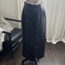 Vintage Balenciaga Black Leather Long Skirt xs picture