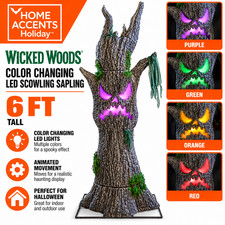 Home Accents 6 FT Wicked Woods LED Scowling Sapling Halloween Tree 25SV25036 picture