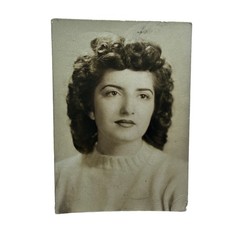 Vintage 1940s 50s Young Woman Portrait Photo 2.5x3.5 Sepia Gelatin Print Orig picture