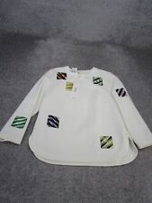 Akris Shirt Womens 8 White Back Zip Long Sleeve Tee NEW picture