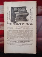 ~1884 Print Ad BRADBURY PIANO Stand Up Picture F. G. Smith Brooklyn New York picture
