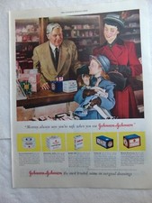 1948 OLD PHARMACY JOHNSON & JOHNSON Happy People~magazine print ad picture