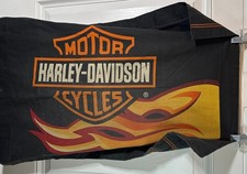 Vintage Harley Davidson Motorcycle Pillowcase Black Orange Flames Logo picture
