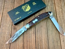 John Primble Texas Jack Pocket Knife Brown Utica Bone 1989 picture