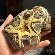 Calcite Crystal Septarian Buffalo Sculpture Carved Stone. Druzy Geod SKU 10482 picture