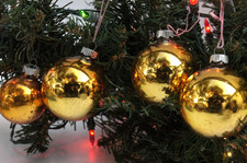 Vintage Shiny Brite Gold Mercury Glass Balls Christmas Ornaments Retro picture