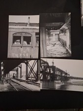 Vtg B&W Train Railroad Photo Lot (4) — Bridge, TNX50, Inside a Car, Railways picture