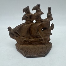 Vintage Cast Iron Spanish Galleon Sailing Ship Bookend Doorstop Nautical Decor picture
