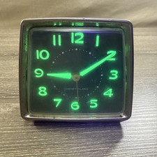 Vintage Westclox Wind-Up Alarm Clock Black Dial Pull Alarm 1940s–1950s Glow picture