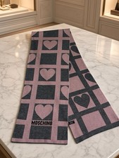 Moschino Love Heart & Grid Scarf Made In Italy 67