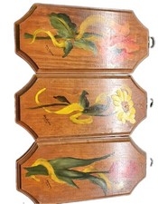 Set 3 Vintage Hand Painted Floral Wood Wall Plaques Cottage Decor Gallery Wall picture