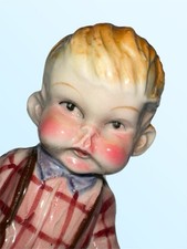 Vtg 1950s Boy Playing Accordion Ceramic Figure 9.5” Hummel Inspired Japan EUC picture