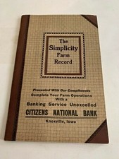 1919 The Simplicity Farm Record Premium Citizens National Bank Knoxville Iowa picture