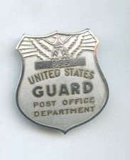 Obsolete Cap Badge US POST OFFICE DEPARTMENT GUARD #855 Numbered-Old Display picture