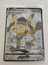 PhD Pikachu VCOS 052/055 Full Art Holo Pokémon Card NM (Fan Art) picture