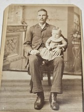 Antique 1890s Cabinet Card Photo Father & Baby Child Star Gallery Gibsonburg OH picture