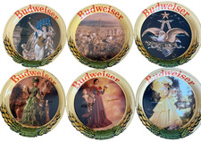 Vintage Set of 6 Budweiser Metal Coasters Official Product Custer Eagle Victoria picture