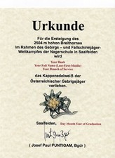 German mountain troops edelweiss badge replacement school certificate picture