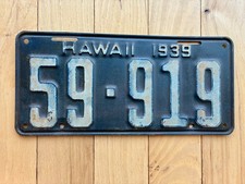 1939 Hawaii License Plate picture