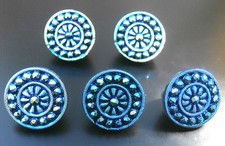 5 Czech Antique (1920's) Glass Buttons #P836 - 12 mm or 1/2
