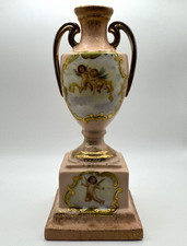 Antique Victoria Carlsbad Austria 7” Porcelain Cherub Urn Vase Gilt Handles picture