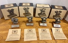 Harley-Davidson Lot Of 4 Authentic Pewter Replica Motor Engines & Boxes. picture