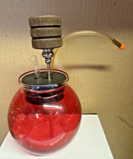 Org 70's Sarah's Family Red and Tangerine Fish Bowl Bong Unused Wood Bowl Steam picture