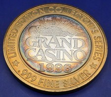 1996 Grand Casino .999 Silver Super Toned Gaming Token picture