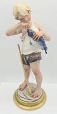 RARE Signed Giuseppe Cappe Works of Art Capodimonte Italy Figurine Boy Fishing picture