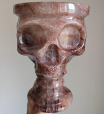 Red Fire Quartz Skull Carving Cup Grail Large Big Crystal Gemstone Cauldron picture