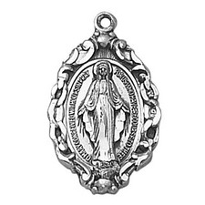 Miraculous Virgin Mary Medal - Sterling Silver Antique Beautiful Pendant Piece picture
