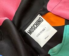 Vintage Moschino Couture 2000s black multi color silk tunic dress polka dots 8 M picture