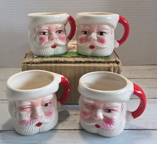 VTG 50/60's Winking Santa Mugs cups Set 4 Orig Box Santa Land Christmas decor picture