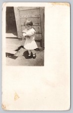 Antique RPPC Real Photo Postcard Little Girl in White Dress AZO 1910-1930 picture