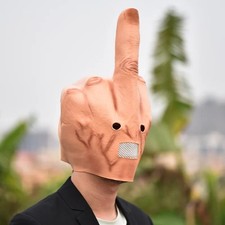 Funny Middle Finger Latex Mask Halloween Bar Performance Prank Prop picture
