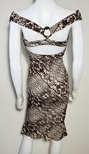 ROBERTO CAVALLI NWOT Size EU 40 US 4 Women’s Tan Knit Python Print Dress picture