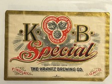 K B Special Beer-Krantz Brewing, Findlay, Ohio-unused Pre-Prohibition Label picture