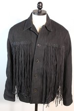 Dries Van Noten Medium Black Textured Ribbed Fringe Western Shirt Jacket Rare picture