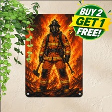 Firefighter Bravery And Honor Service Metal Tin Sign Firehouse Garage Decor picture