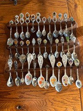 Souvenir Spoon Bulk Lot,  140+ pieces,  4 display boards ,  Vintage To Modern picture