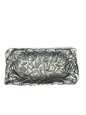 Floral Pewter Tray Embossed Stamped Peltrina 80-7033 11 1/4