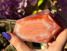 Pink Flower Agate Carnelian Freeform Polished Peach Orange Crystal Decor picture