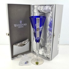 WATERFORD SNOWFLAKE WISHES FRIENDSHIP COBALT BLUE CHAMPAGNE FLUTE W/CHARM 2017 picture