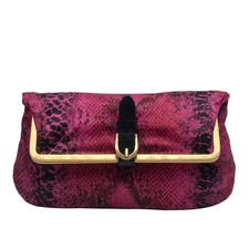 Jimmy Choo Pink Leather Python-Print Clutch picture