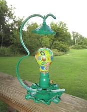 Fun Vtg. Good Witches Hat Painted Wrought Iron Lamp & Flowery Ladybug Light Bulb picture