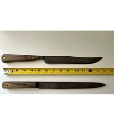 Vintage Rustic Kitchen Cutlery All Wooden Handles Full Tang Working Condition picture