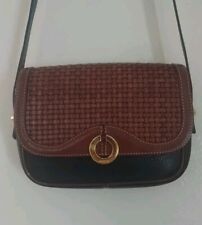 Bally Brown Woven And Black Pebbled Leather Crossbody Purse New w/o Tags picture