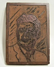 🔥Rare Vinage Art John Kennedy Wood Stained Plaque Unique Laser Carved 6