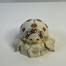 VTG Lenox Secret Garden Collection Ladybug Hinged Trinket Box Collectible Floral picture